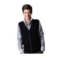 POLO VILLAE男士黑灰双领休闲羊毛衫背心PFCPDAPCW44391(52)