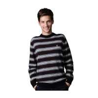 POLO VILLAE男士紫灰条圆领百搭条纹羊毛衫PFCPDAPCW45170(48)