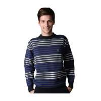 POLO VILLAE时尚休闲精品男士中灰圆领条纹羊毛衫PFDPBAPCW42554(50)