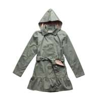 佐丹奴童装女装束腰荷叶裙摆连帽风衣033715090017016(中灰灰色/160)