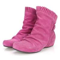 St.CHIC琪珂牛反毛皮坡跟糖果短靴A29D55506D(洋红色225)