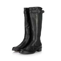 智鹰牛皮长筒靴子AS9E56109M(黑色225)