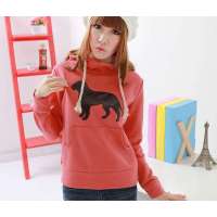 HSTYLE/韩都衣舍 韩国冬装带帽小狗卫衣西瓜红E9187FX(S)