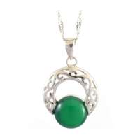 传神925银复古绿玛瑙吊坠