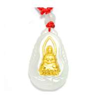 传神金镶玉天然翡翠观音吊坠