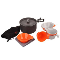 蓝橙 轻便旅行野营锅9件装黑灰PW12700