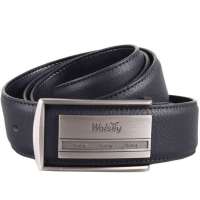 金狐狸Wolsey男士板扣牛皮皮带WF655-6黑