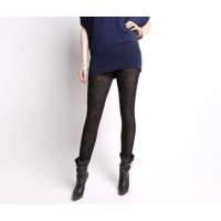 CK STORM 海藻绒网纱小豹点打底裤黑色DLT1107(M)