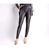 CK STORM 深灰亮纹 格纹加绒哈伦裤黑色HLT1101(L)