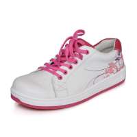 博宾尼系带风格真皮儿童板鞋休闲鞋B90088(白色/桃红)34码