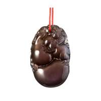 梦克拉天然黑曜石吊坠-福禄貔貅