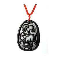 梦克拉天然泗滨砭石红玛瑙吊坠-生肖兔