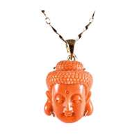 梦克拉项坠14K金天然红珊瑚吊坠-释迦摩尼