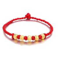 珂兰钻石五星连珠-路路通千足金转运珠手链-中珠款