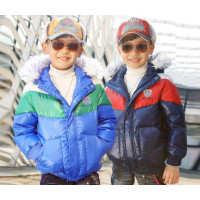 爱制造拼色风潮天蓝羽绒外套MW11120452140.