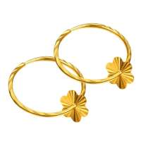 翠绿首饰千足黄金耳圈(花之心语)