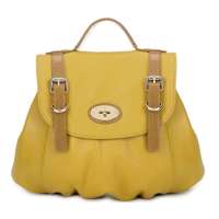 DUDU双生-双扣系列牛皮手提双肩包DUD11W123B芥末黄