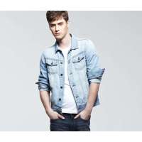 佐丹奴男装复古洗旧牛仔夹克 01072026(浅蓝色/加大码)