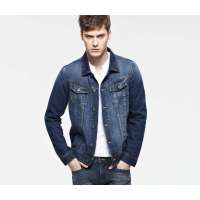 佐丹奴男装复古洗旧牛仔夹克 01072026(中蓝色/中码)
