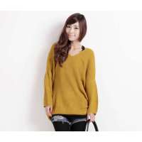 HSTYLE/韩都衣舍 韩国春装新品女装蝙蝠袖针织衫EV0849芥末黄色(均码)