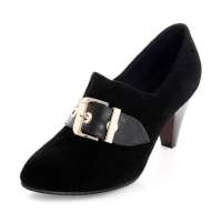 皮尔世绅经典设计牛皮女鞋深口单鞋710201黑色(35)