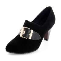 皮尔世绅经典设计牛皮女鞋深口单鞋710201黑色(37)