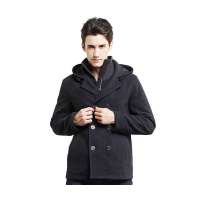 L.L.Sibling 男士双排扣连帽毛呢大衣122568(深灰/L)