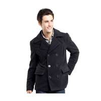 L.L.Sibling 男士双排扣毛呢大衣155681(深灰/L)