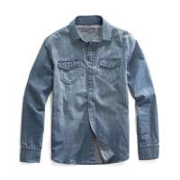 佐丹奴男装蓝调怀旧牛仔衬衫01042044(中蓝色/小码)