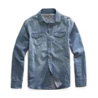 佐丹奴男装蓝调怀旧牛仔衬衫01042044(中蓝色/中码)