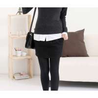 HSTYLE/韩都衣舍 新款纯色毛呢短裙D9214黑色(M)