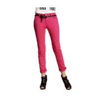 olomo欧莱诺女装合体小脚休闲长裤红(28)112230022028