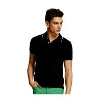 olomo欧莱诺男装简洁时尚短袖POLO衫黑色(L)112111059050