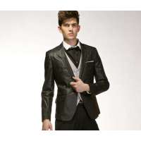 GENIOLAMODE男装修身版时尚便装西服061021004(煤黑XL)GLM