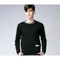 GENIOLAMODE男装圆领时尚套头衫114011907(黑色XL)GLM