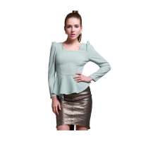 TS 泡泡袖不规则散摆上衣S0247126 L码