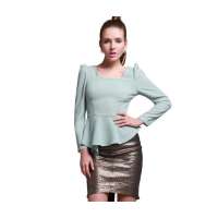 TS 泡泡袖不规则散摆上衣S0247126 M码