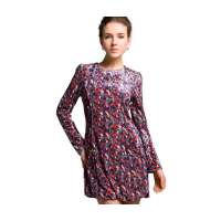 TS 天鹅绒碎花灯笼摆复古连衣裙S0244707 S码