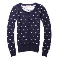 唐狮 女圆领提花开衫111321045302深蓝(M)