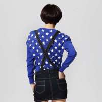 唐狮 女圆领印五角星蝙蝠袖线衫111321043110靛蓝(M)