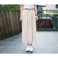 HSTYLE/韩都衣舍 韩国春装新款纯色百褶半身裙GQ0619米色(均码)