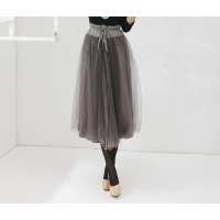 HSTYLE/韩都衣舍 韩国春装新款女装纯色蓬蓬裙半身裙DM0527灰色(均码)