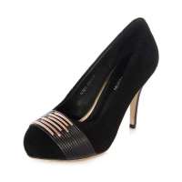 皮尔世绅单鞋新娘鞋高跟真皮女鞋黑色123201(39)