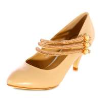 皮尔世绅高跟单鞋女水钻糖果女鞋真皮尖头杏色123202(39)