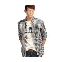 MR.ZERO零号男 双层全棉面料格子长袖衬衫BGA0091 0805 蓝色(XXL)