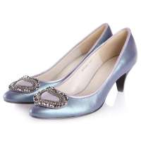 ST.CHIC琪珂羊皮花朵装饰细跟单鞋B21A12505M(蓝色/245)