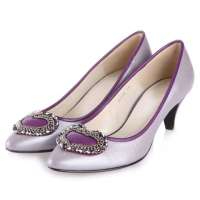 ST.CHIC琪珂羊皮花朵装饰细跟单鞋B21A12508L(浅紫色/225)