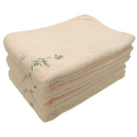 金号赤金提花素色绣花浴巾2385H红