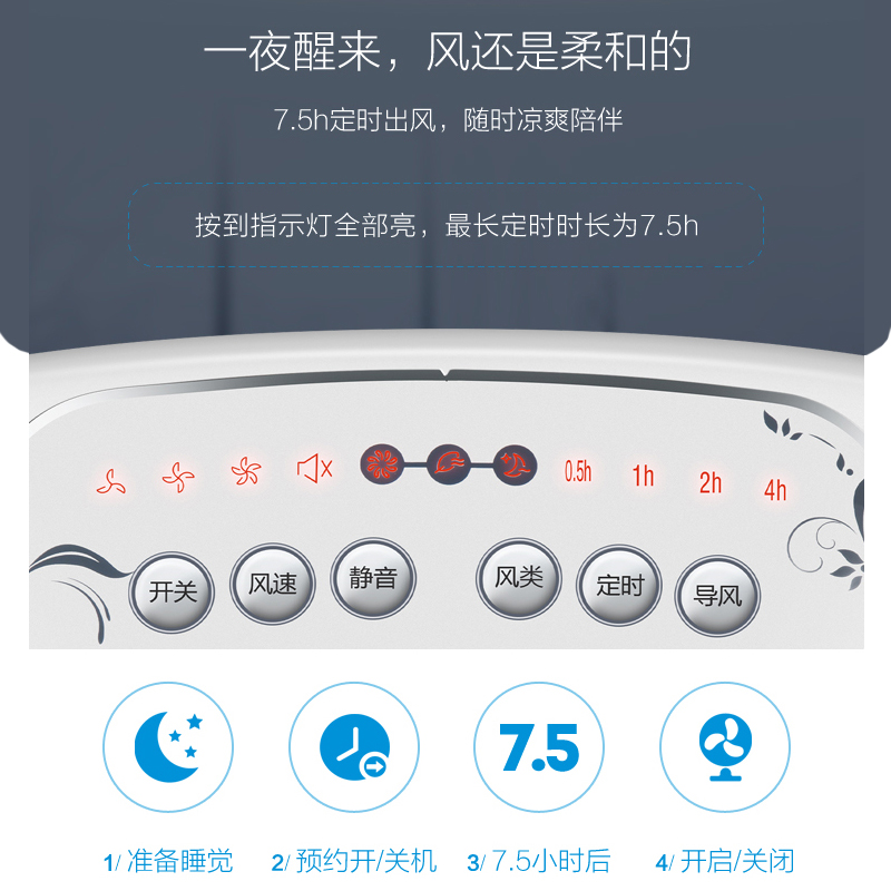 美的(Midea) 电风扇 KYS30-10CR 可升降 家用静音 旋转定时 遥控转页扇 空调伴侣