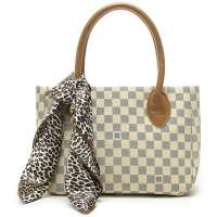 阿尔法·阿蒂斯特格调系列牛皮丝巾单肩包AHD1009D米黄格纹